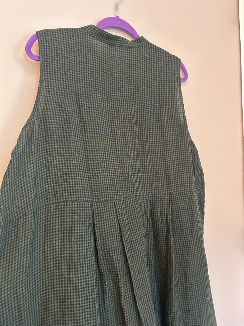 Eileen Fisher Puckered Organic Linen Pleated Shift Midi Dress Seaweed Size 2X - Picture 4 of 12